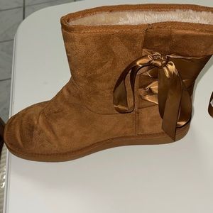 Torrid Suede Boots ribbon back size 11